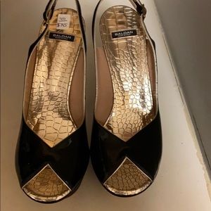 Baldan peep toe platform sling back shoes